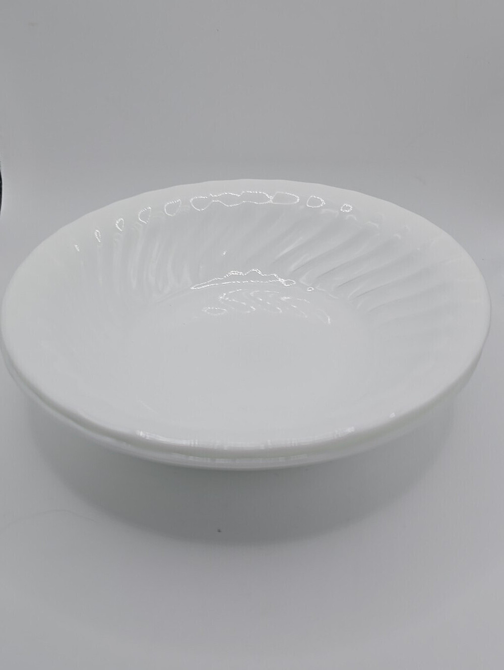 Set of 2 Corelle Enhancements Bright White Swirl 7.25” Soup Cereal Bowls USA EUC